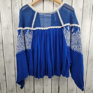 Free People Carly Embroidered Top
